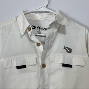 Mojo Sportswear Mens Small Long Sleeve Fishing Shirt Button White Vented